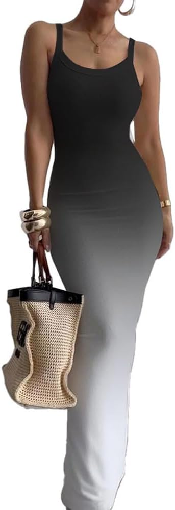Nimsruc Casual Slip Sexy Slim Sleeveless Bodycon Maxi Dress for Women 2024