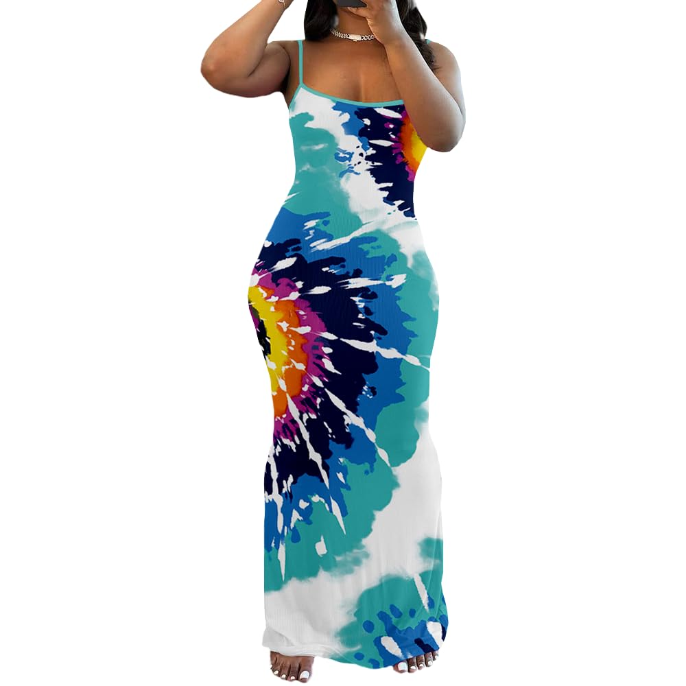 PINSV Women Summer Long Dress Casual Slip Sexy Sleeveless Bodycon Maxi Dress