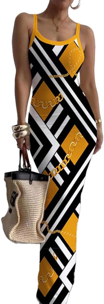 Nimsruc Casual Slip Sexy Slim Sleeveless Bodycon Maxi Dress for Women 2024