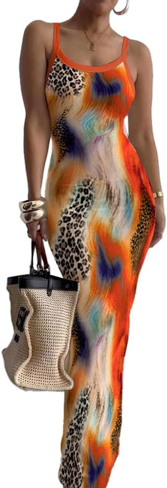 Nimsruc Casual Slip Sexy Slim Sleeveless Bodycon Maxi Dress for Women 2024