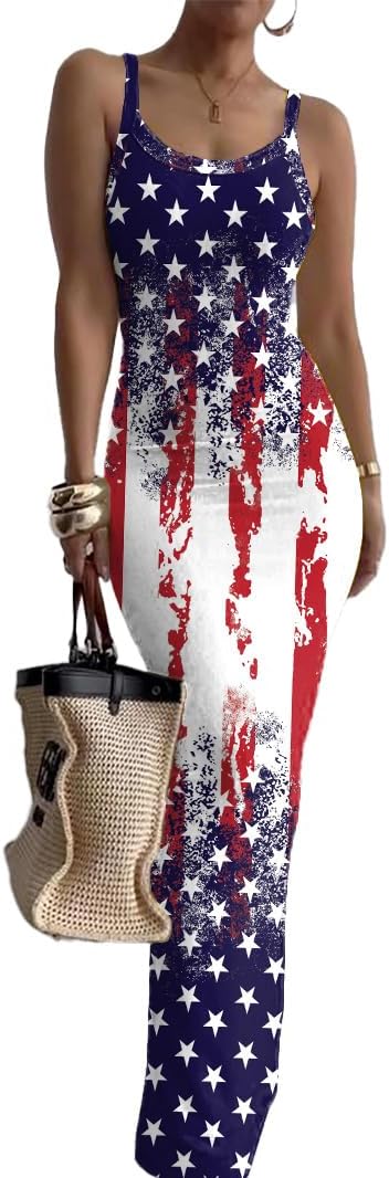 Nimsruc Casual Slip Sexy Slim Sleeveless Bodycon Maxi Dress for Women 2024