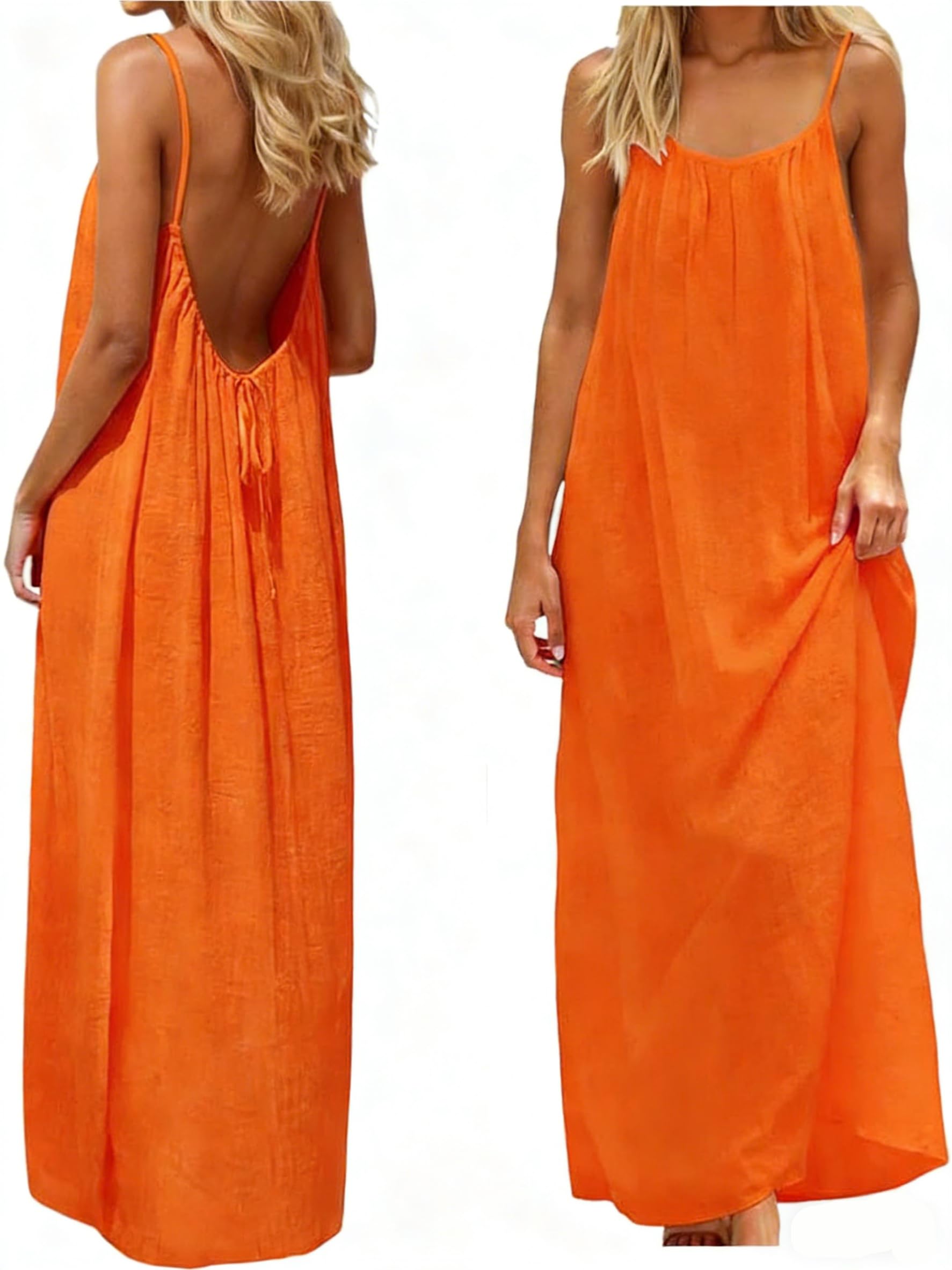 Backless Cami Dress Backless Dress House Dress for Women Sleeveless Long Cami Lounge Dress Backless for Indoor Summer Wear